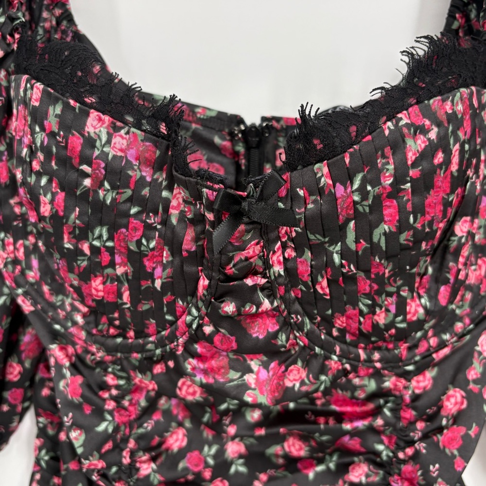 For Love and Lemons x VS Melrose Floral Puff Sleeve Mini Dress - Picture 6 of 12